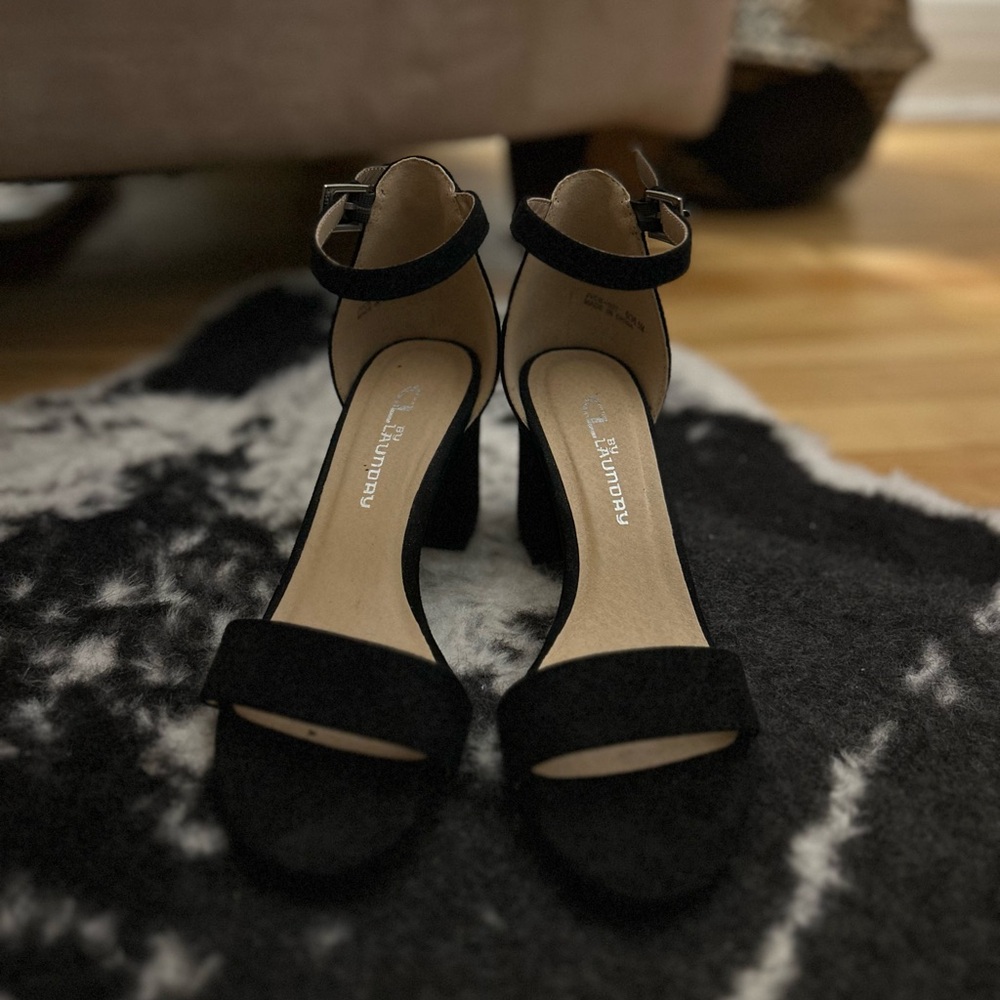 CL by Laundry (LIKE NEW) Black Heels with Ankle Strap